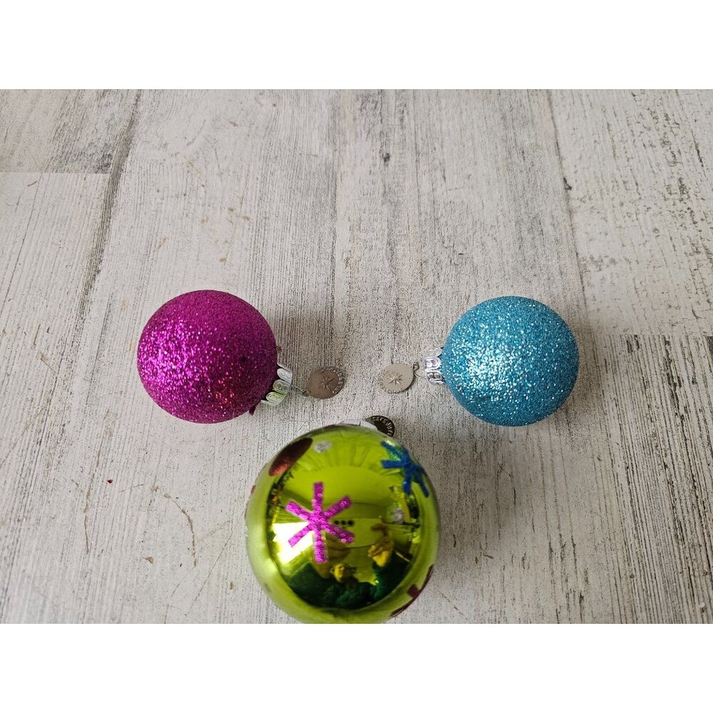 Radko celebrations glitter pink blue ball ornament set Xmas tree‎